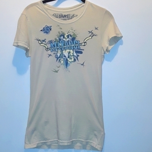 Alliance Womens Vintage Angels‎ Cherubs Cream Short Sleeve T-Shirt Large